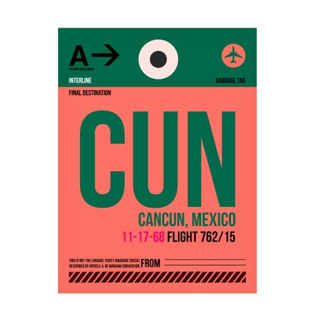 Trademark Fine Art CUN Cancun Luggage Tag II by NAXART, 18x24, Multiple